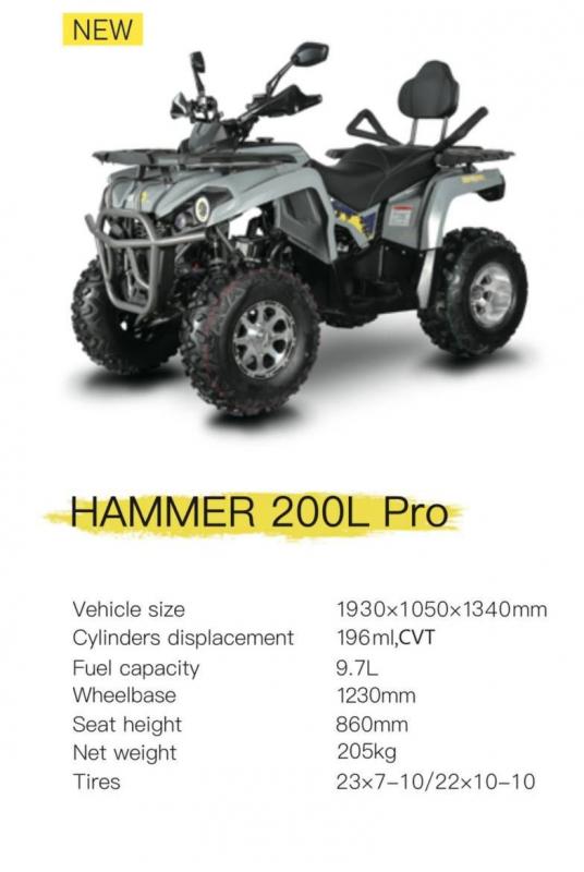 Квадроцикл 200 кубов Mikilon Hammer 200L Pro (Лонг)